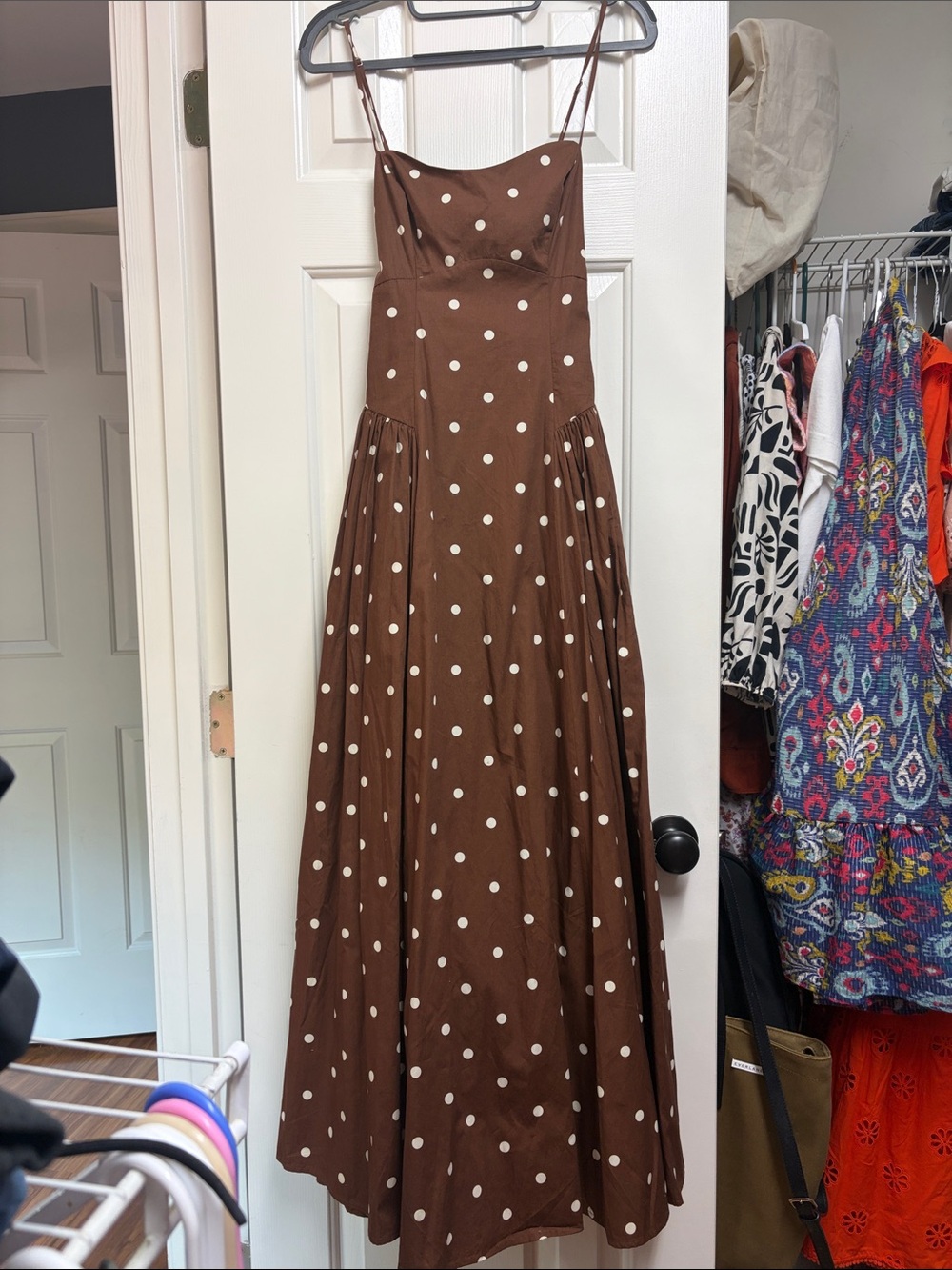 Caroline Constas brown Polka Dot Maxi Dress